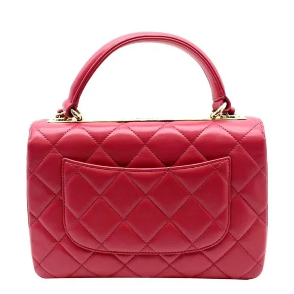 CHANEL  Trendy CC Top Handle Flap Quilted Leather Shoulder Bag Red - Picture 3 of 13